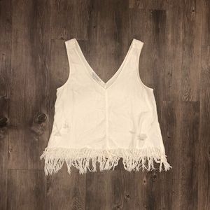 American Eagle White Denim Shell Top